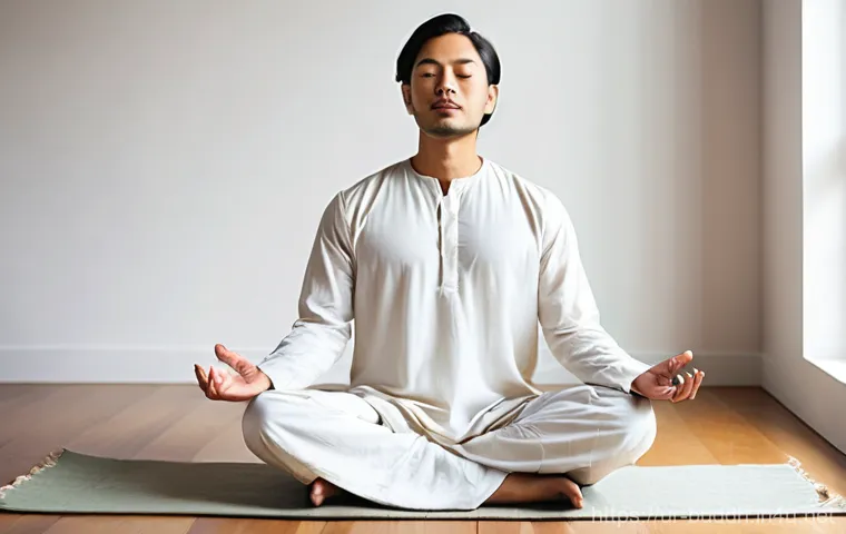 선불교의 기본 개념 - **Prompt: Serene Meditation in a Minimalist Setting**
    "A peaceful image of a person (gender-neut...