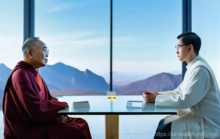 불교와 글로벌 네트워크 - **Prompt:** A serene and wise Buddhist monk in traditional, neatly draped saffron robes, sitting in ... 불교와 글로벌 네트워크 - **Prompt:** A serene and wise Buddhist monk in traditional, neatly draped saffron robes, sitting in ...