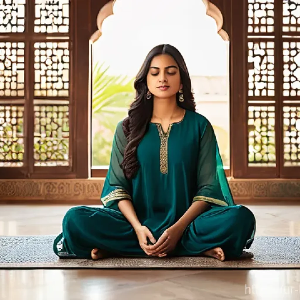 불교와 인도 철학 - **Prompt: Inner Peace and Mindfulness in a Traditional Setting**
A serene young woman, of South ...