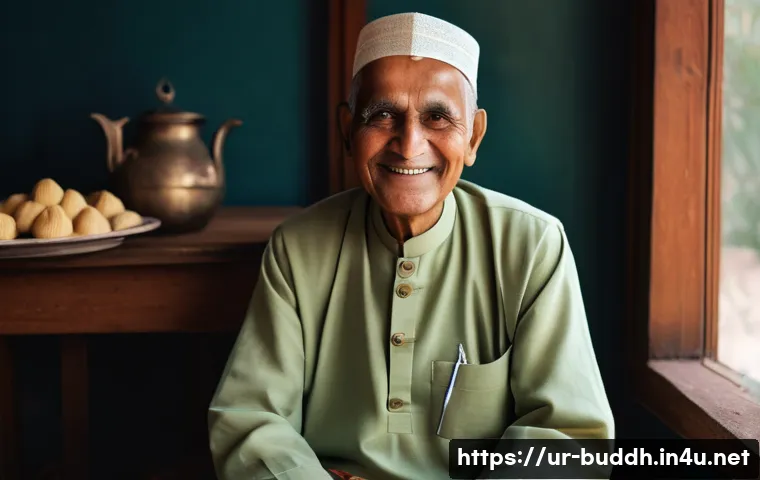 불교에서의 이타적 행동 - **Prompt 1: The Serenity of Selfless Giving**
"A warmly lit indoor scene featuring an elderly ma...